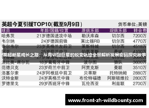 英超新星成长之路：从青训到巨星的蜕变轨迹全景解析发展密码探究故事